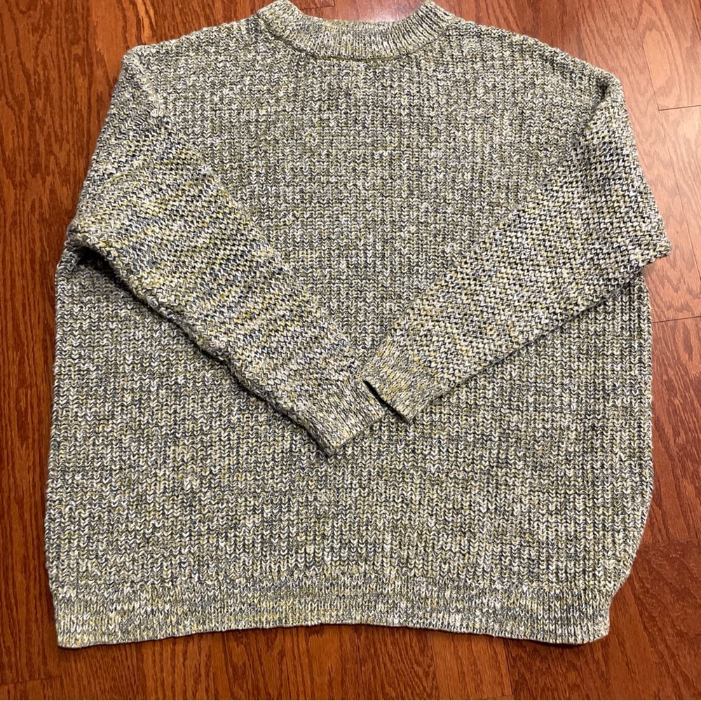 AVA & VIV 4X Sweater Green Large Knit Pullover Crewneck Dropped Shoulders